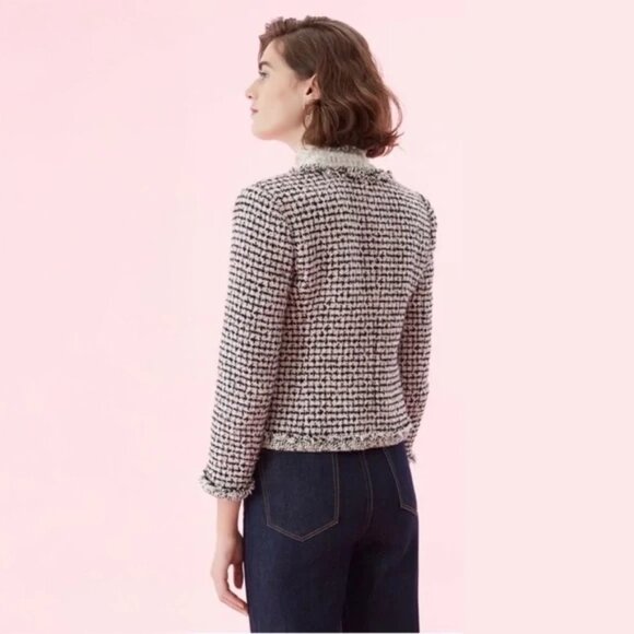 Rebecca Taylor Houndstooth Braided Tweed Jacket - sz 2 - Picture 4 of 13